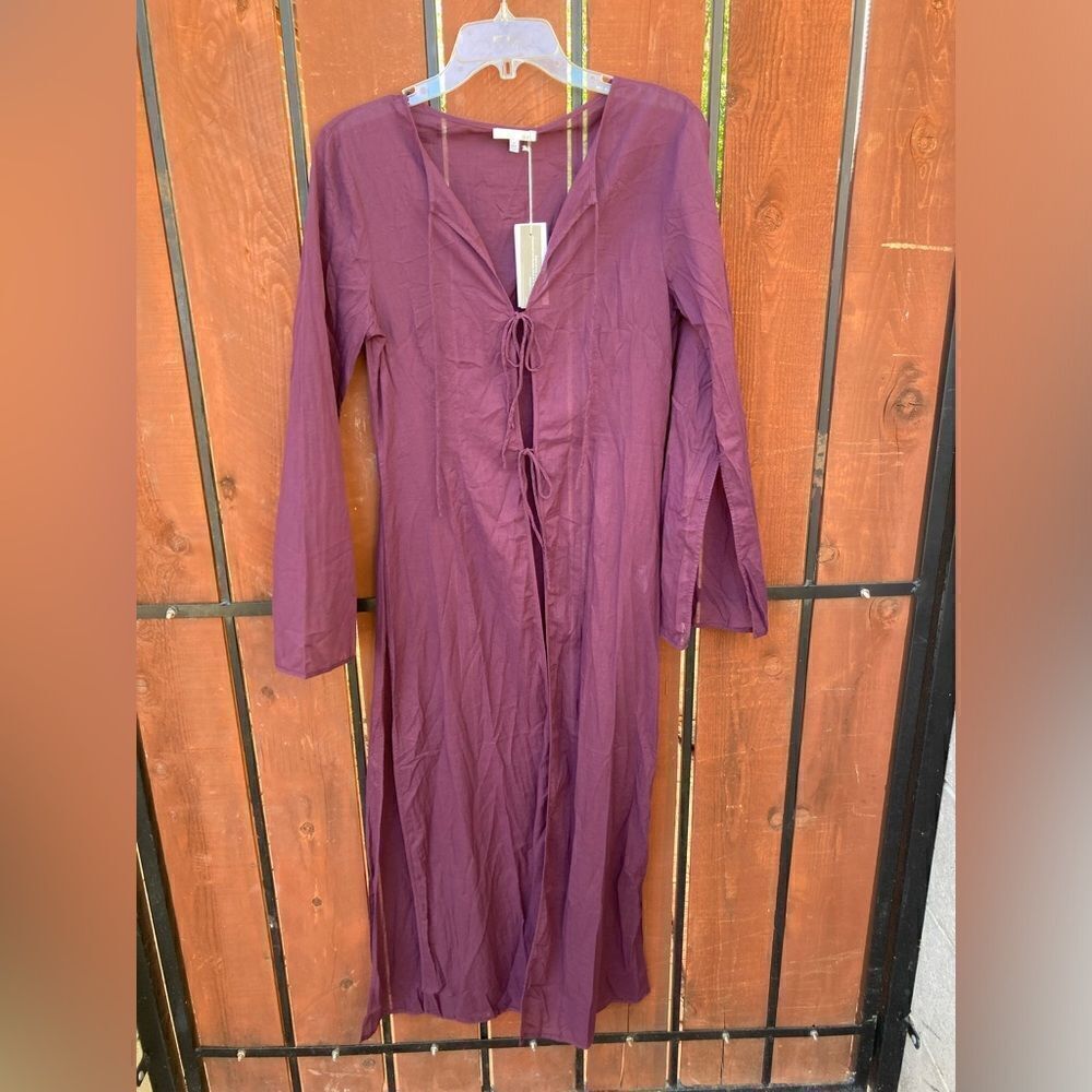 Skin Worldwide long caftan swim cover up size 2 NWT Italian plum